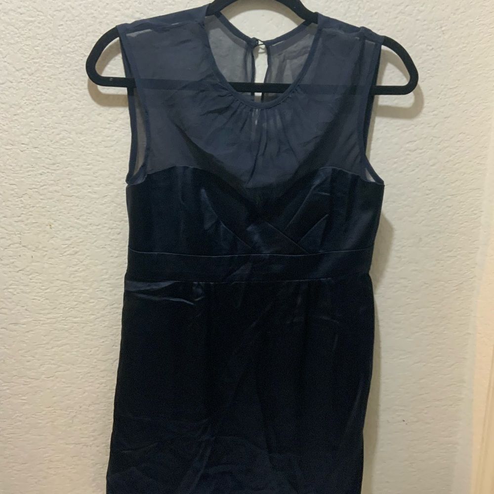 Anthro - Nanette Lepore, Navy Silk & Sheer Sleeveless Top, size 4 - Picture 3 of 8
